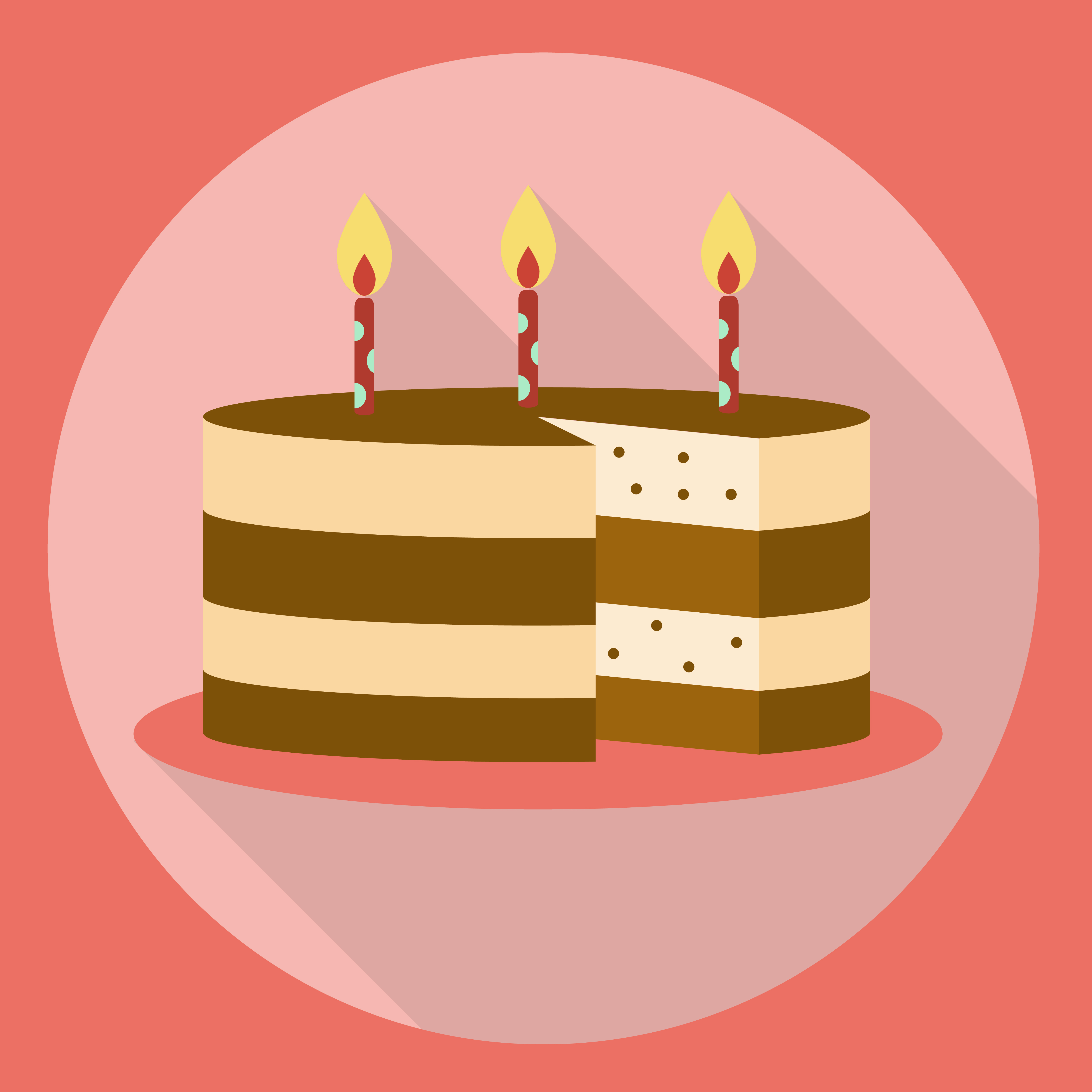 Download Birthday cake icon flat style with long shadow - Download Free Vectors, Clipart Graphics ...