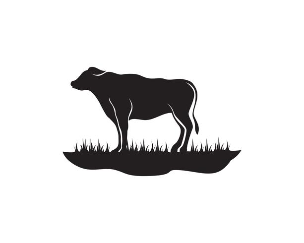 Ilustración de icono de vector de plantilla de logotipo de vaca