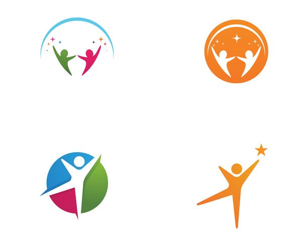 Logotipo y símbolos de personas de la comunidad. vector