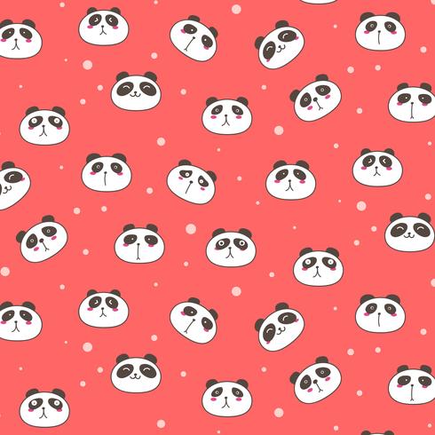 Cute Panda Vector Pattern Background. Fun Doodle. Handmade Vector Illustration.