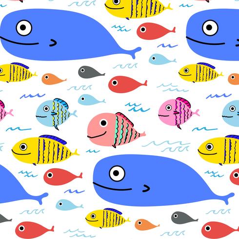 Fondo colorido abstracto del modelo de los pescados. Ilustracion vectorial vector