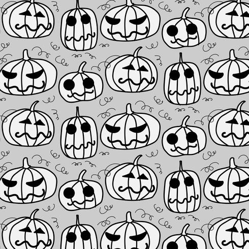 Feliz patrón de halloween. Calabazas lindas de víspera de Todos los Santos en fondo gris. vector