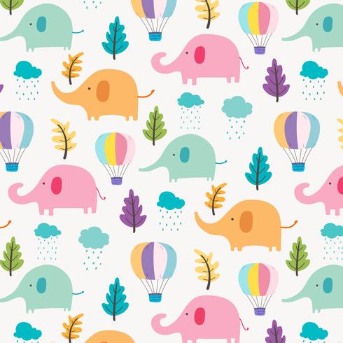 Fondo lindo del patrón del elefante para los niños. Ilustracion vectorial vector