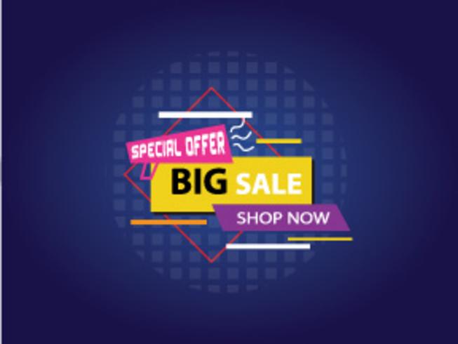 Big sale banner, colorful and playful design. Vector illustration