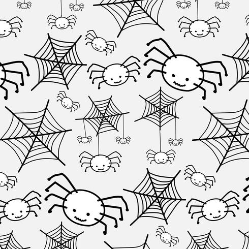 Happy Halloween Pattern With Spider. Funny Cute cartoon baby character. vector