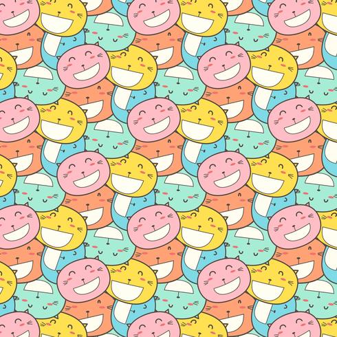 Cat Smile Pattern Background. vector