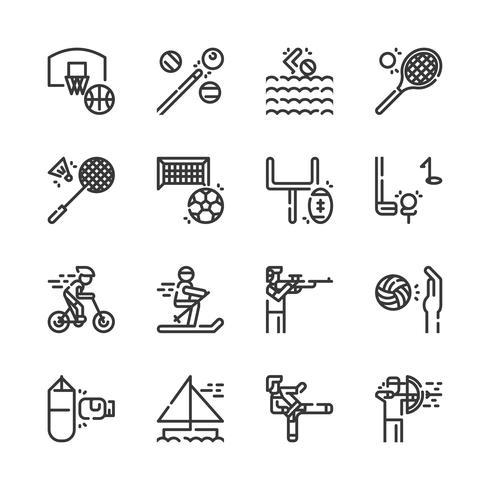 Conjunto de iconos de actividades deportivas. Ilustración de vector