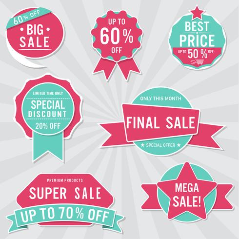 Set of sale labels and banner. Retro design. vector