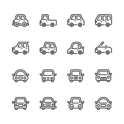 Conjunto de iconos de coche. Ilustración de vector