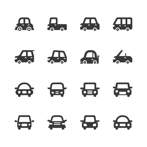 Conjunto de iconos de coche. Ilustración de vector