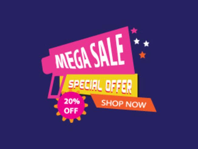Mega sale banner,  Vector illustration