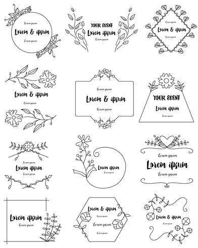 Hand drawn floral frames set for branding vector