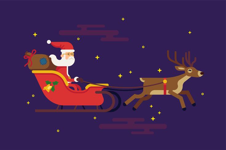 Santa Claus flying in red sleigh vector