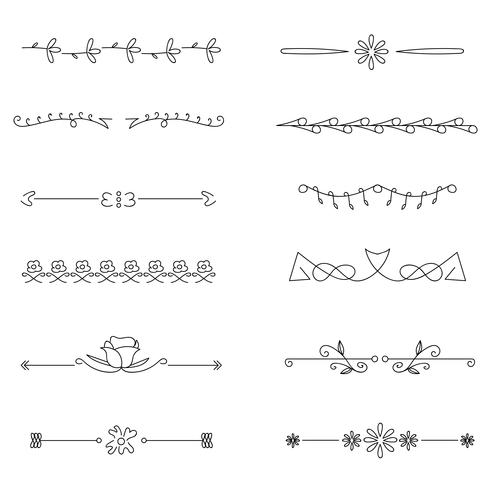 Set de divisores dibujados a mano. vector