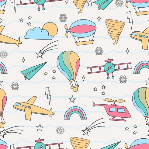 Cute seamless pattern with air transportation
 vector