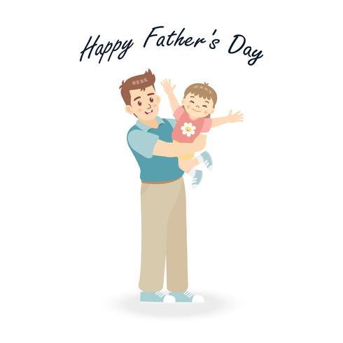 Cartoon character of father and daughter in a moment of happy time. Concept  for father's day or child with parent and  illustration  isolated on white background. 628169 Vector Art at Vecteezy