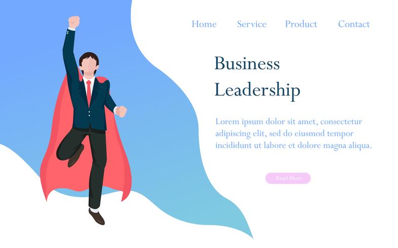 Business leadership as a hero concept for successful, achievement and the winner manager in business competition. Flat design characters vector illustration.