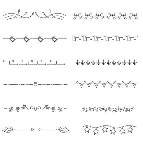 Set de divisores dibujados a mano. vector