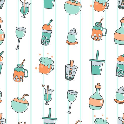 Cute seamless pattern with beverage
 vector