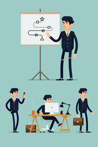 Business man in various poses vector