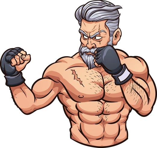 Viejo luchador de mma vector