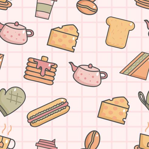 Cute seamless pattern with breakfast
 vector