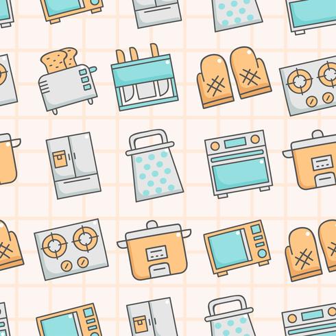 Cute seamless pattern with kitchenware
 vector