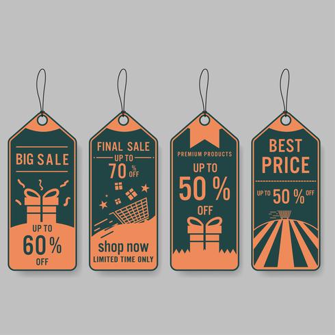 Conjunto de etiquetas de venta y banner. Diseño retro vector