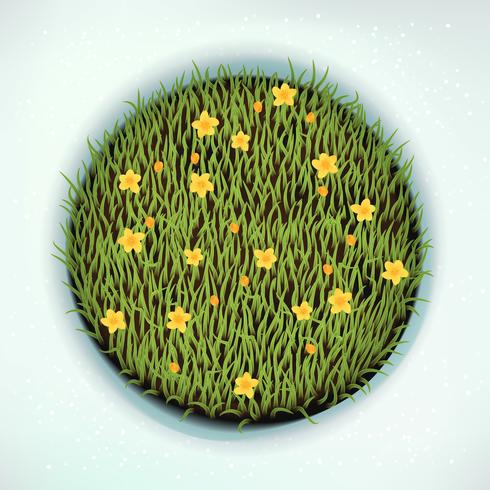 Green spring grass round design element vector