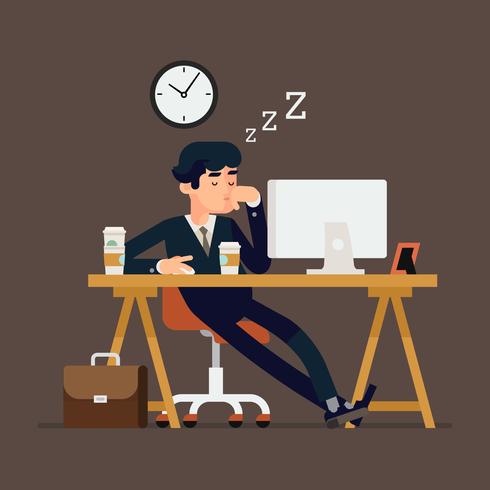 sleeping at desk clipart