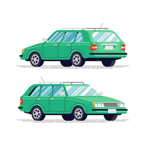 Hatchback vehicle, rear and front view vector