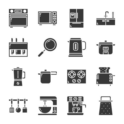 Conjunto de iconos de utensilios de cocina. Ilustración de vector