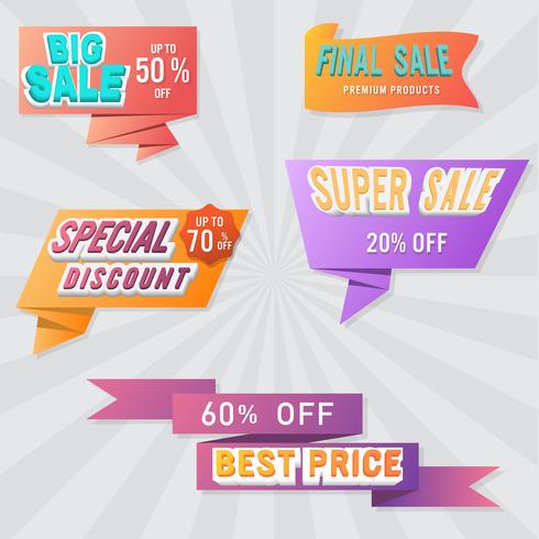 Set of sale labels and banner. Colorful design. vector