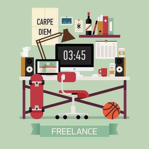 Freelance workspace interior vector