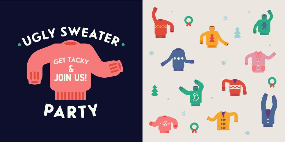 Ugly Sweater Party design elements vector