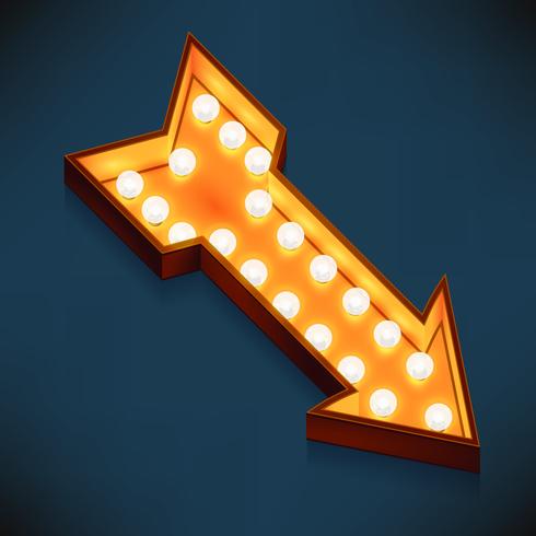 Retro looking cursor glowing with lamps vector