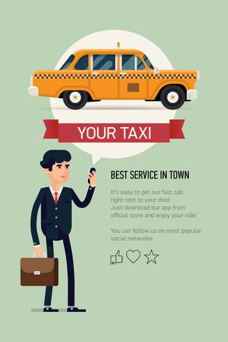 Hombre de negocios, llamada, taxi vector