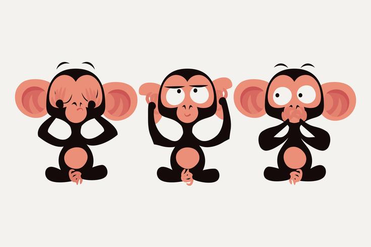 Three wise cartoon monkeys vector