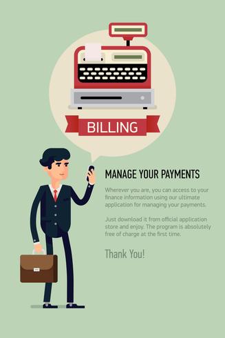 Mobile billing application for business vector