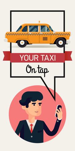 Businessman calling taxi banner template