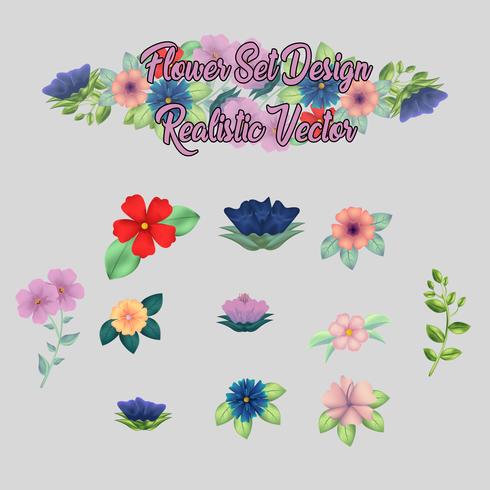 flower icon set element collection vector