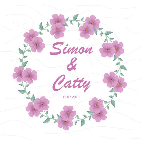 cute floral wreath with texture background vector