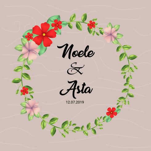 cute floral wreath with texture background vector