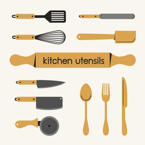 Set of Kitchen utensil. vector