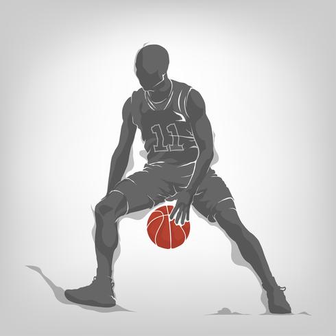 silueta de baloncesto de sombra vector