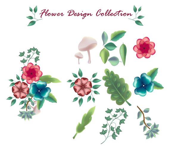 flower icon set element collection vector