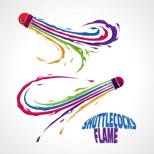 shuttlecocks rainbow flame  vector