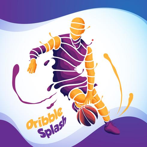 dribble splash basketball silhouette vector