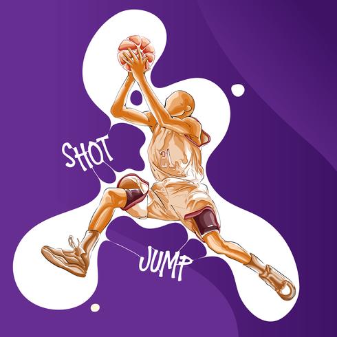 baloncesto salto tiro pintura vector