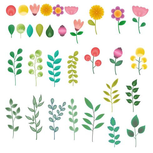 flower icon set element collection vector